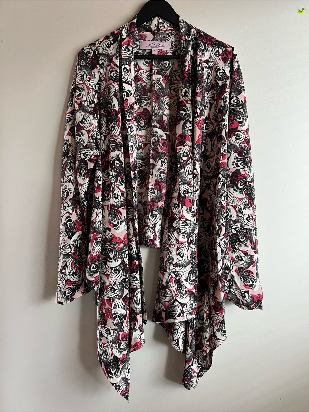Nicole Richie Collection XL Floral Hi Low Cardigan Duster Open Front Waterfall